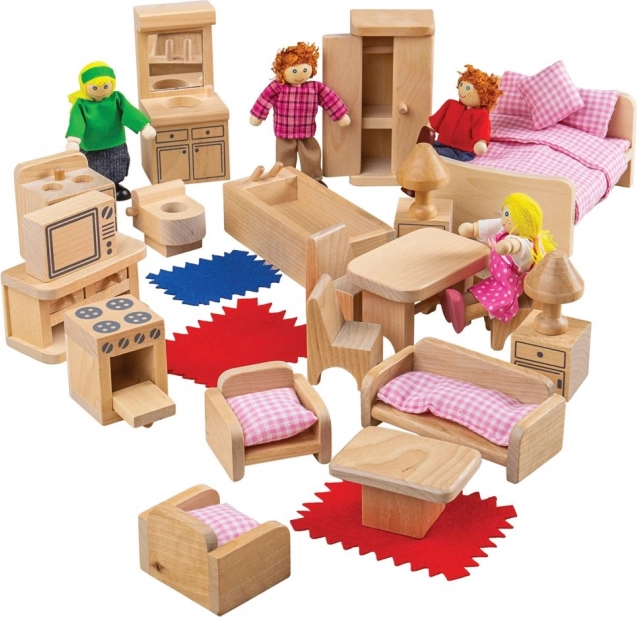 Súprava nábytku do domčeka a postavičiek Bigjigs Toys