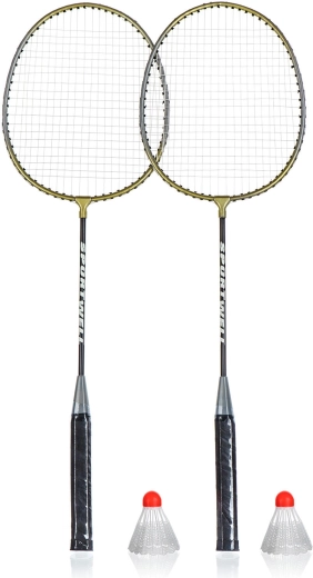 Súprava na bedminton s 2 raketami a 2 košíkmi