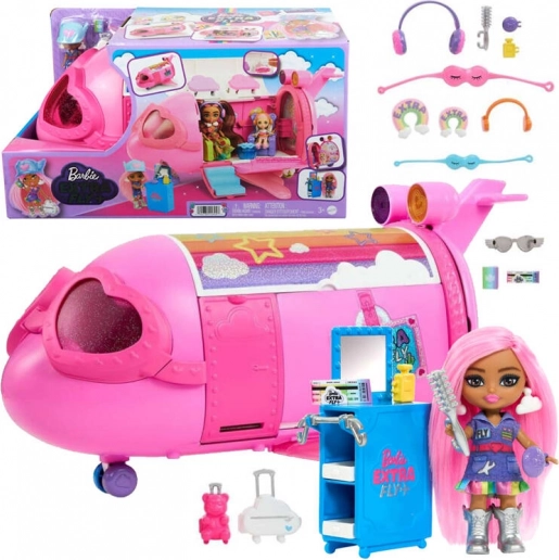 Ružový dúhový lietadielko BARBIE Extra Fly Minis s pilotkou