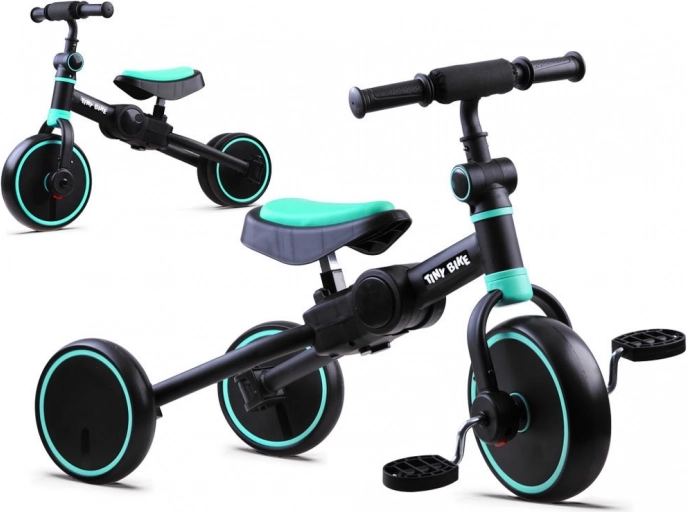 Tiny Bike 3v1 detské odrážadlo, trojkolka a balančné kolo – Tyrkysová