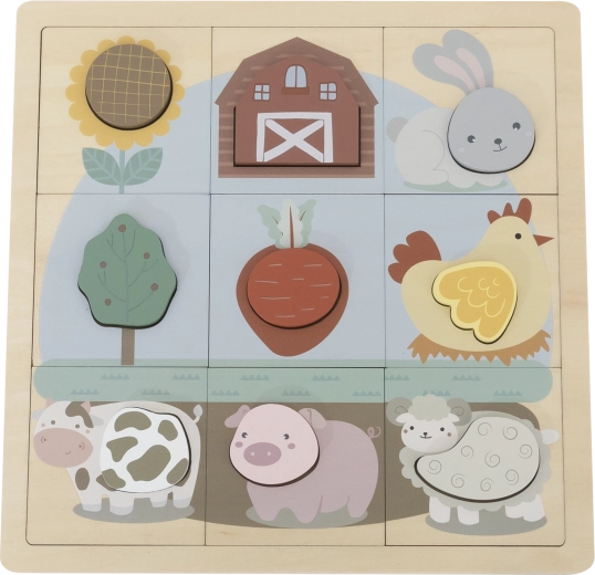 Babu edukatívne drevené puzzle Farma – 12 dielikov