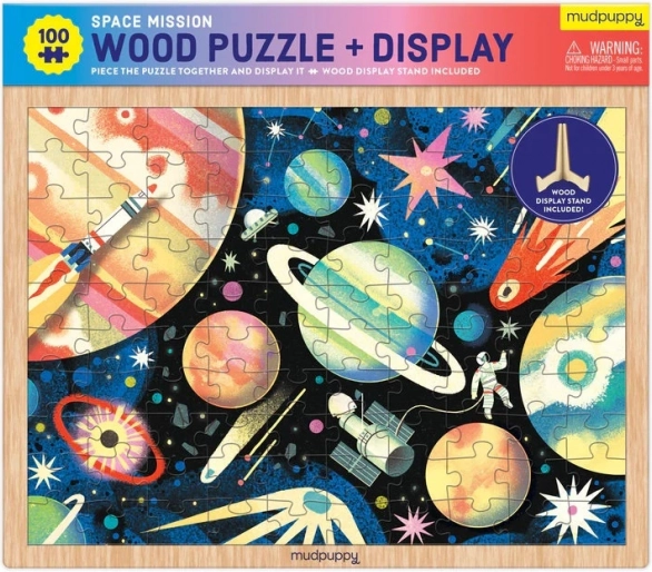 Drevené puzzle Vesmírna misia 100 dielikov MUDPUPPY