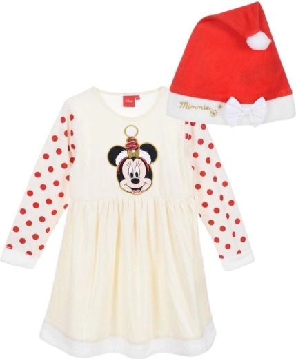 Vianočná súprava šiat a čiapky Minnie Mouse – Veľkosť 1