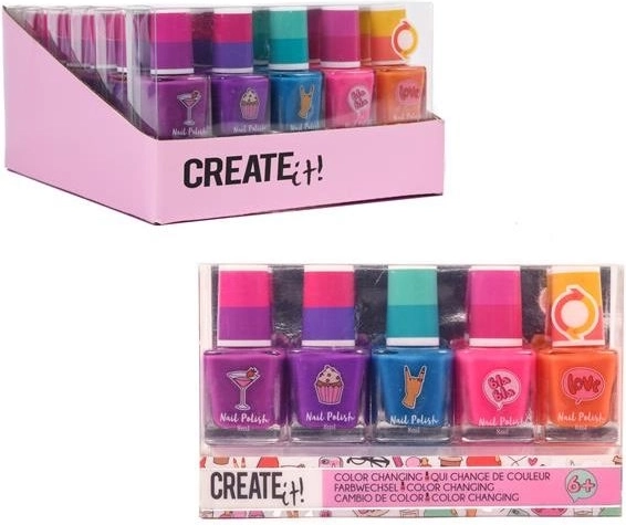 Create it! farebný lak na nechty meniaci farbu – sada 5 ks