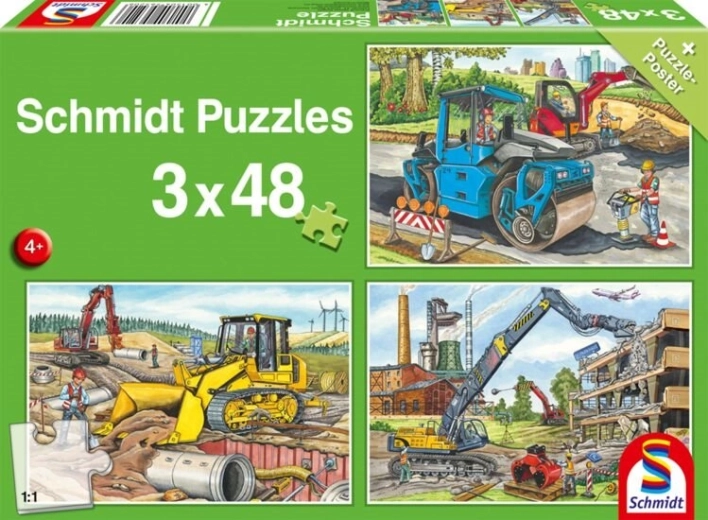 Puzzle SCHMIDT na stavenisku 3×48 dielikov