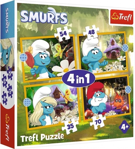 Puzzle Šmolkovia život v dedine 4v1