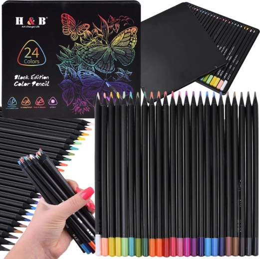 Pastelky Black Edition – sada 24 farieb v kovovom puzdre