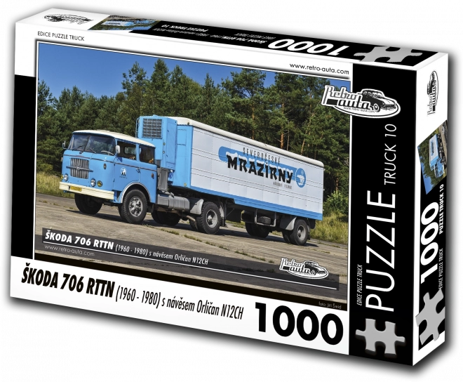Retro-autá puzzle Škoda 706 RTTN s návesom Orličan N12CH 1000 dielikov