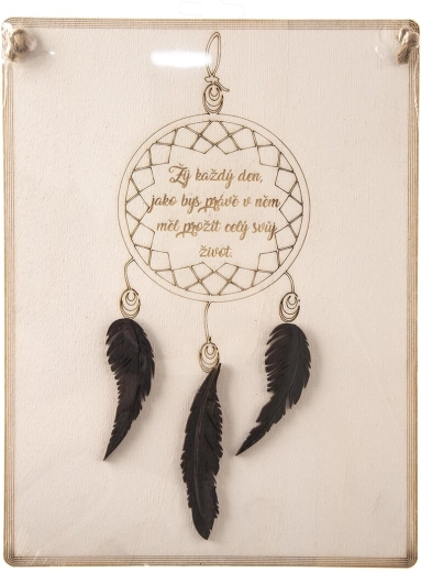 Drevená tabuľka s motivačným nápisom „Ži každým…“ 20 × 27 cm