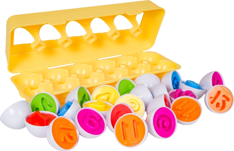 12 vajíčok s číslami 1–12