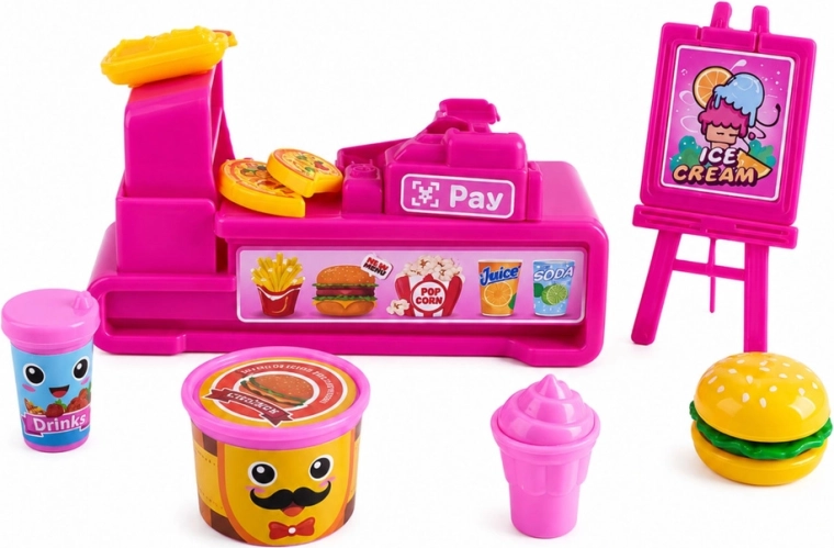 Realistický fast food stánok s pokladňou