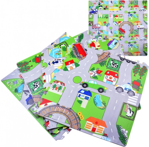 Penové Puzzle Ulice Mäkká Hracia Podložka Pre Deti 120x120cm