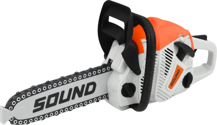 Motorová píla so zvukmi a otáčajúcou sa reťazou