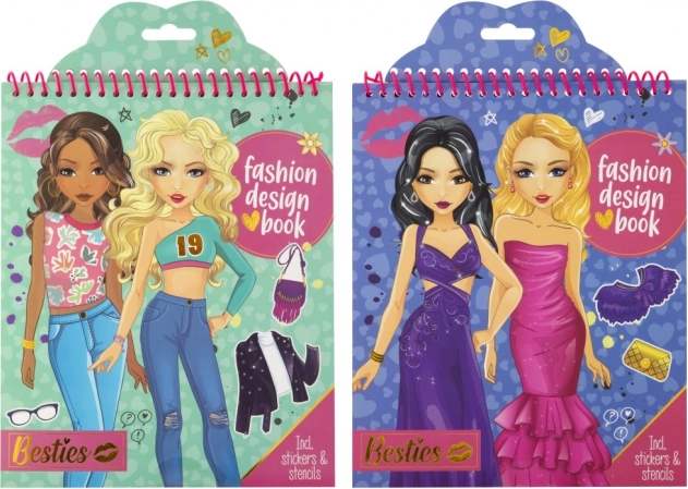 Dizajnérska módna kniha Besties so samolepkami a šablónami
