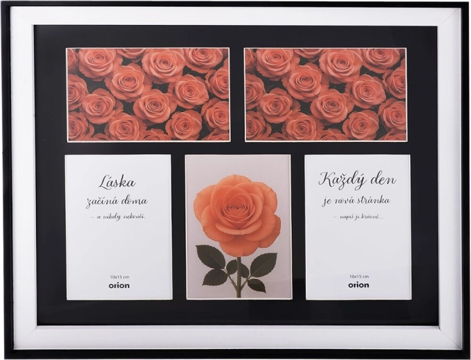 Drevený kolážový fotorám na 5 fotografií 10 × 15 cm, čierny