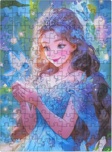 Puzzle Modrá víla s trblietkami, 100 dielikov