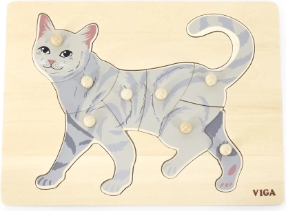 Drevené puzzle s úchytkami mačka VIGA montessori