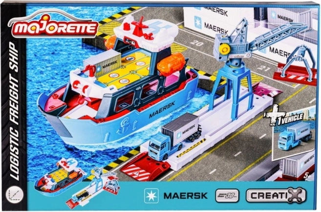 Majorette logistický prístav MAERSK so zásielkovou loďou a vozidlom