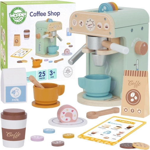 Drevený kávovar Woopie Green Cukráreň Barista 25 ks