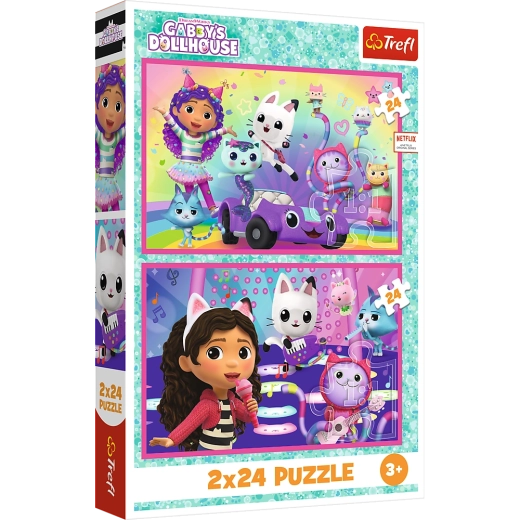 Puzzle 2x24 Hry s Gabby - Gabbyho Domček Tref 34433