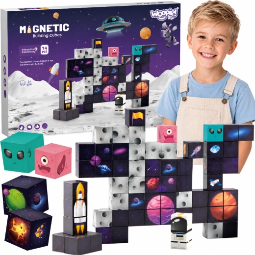 Magnetické konštrukčné kocky vesmír WOOPIE (74 dielov)