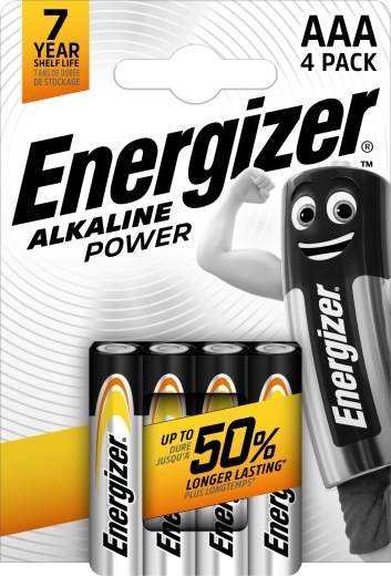 Energizer Alkaline Power AAA mikrotužkové batérie, 4 ks