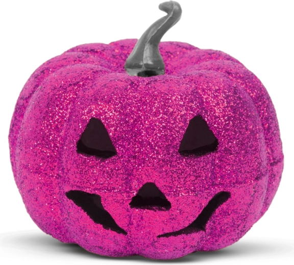 Halloweenska RGB LED dekorácia penová tekvica fialová 11 cm