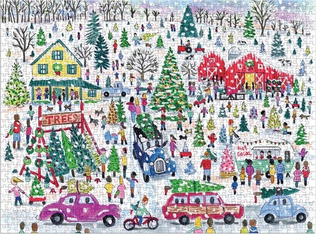 Galison puzzle farma s vianočnými stromčekmi 1000 dielikov