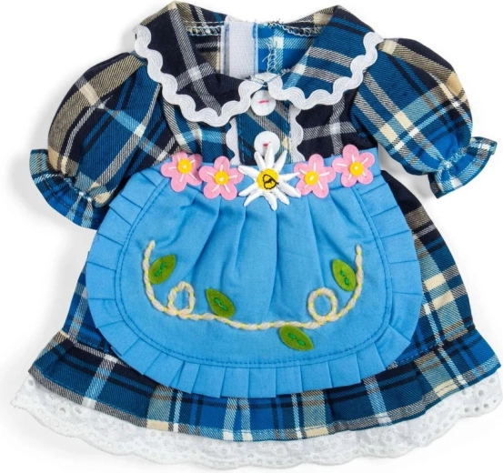 Bigjigs Toys modré kockované šaty pre bábiku 34 cm
