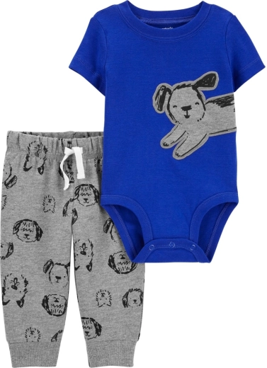 CARTER'S 2-dielny set: body s krátkym rukávom a tepláky blue dog pre chlapcov – 6 m