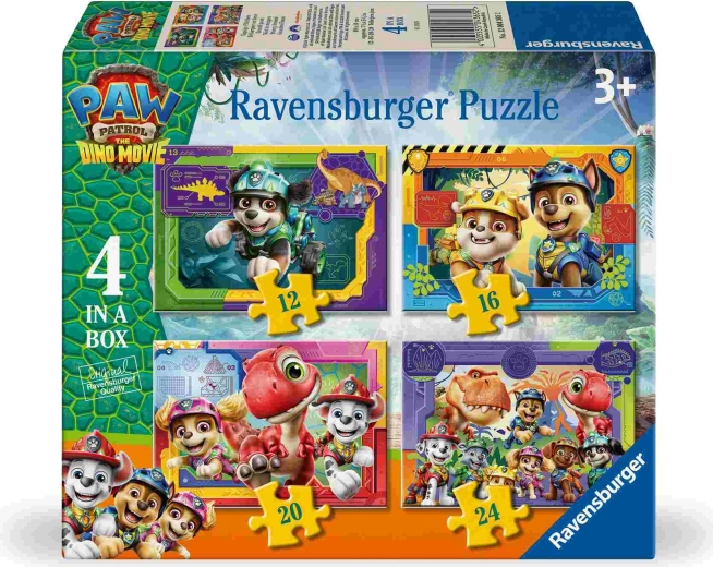 Labková patrola: Dinosauří film 4 v 1 puzzle Ravensburger