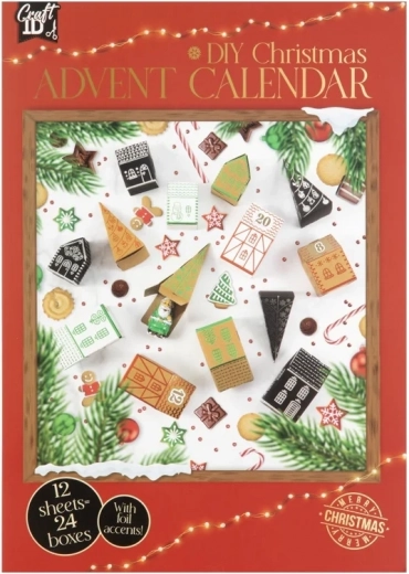 DIY adventný kalendár CRAFT ID – vianočné domčeky a stromčeky 3D