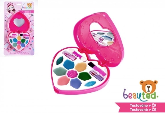Detská sada líčenia Beauted srdcová paletka so zrkadielkom