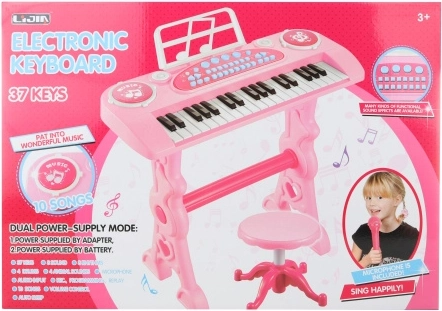 Detské ružové piánko s adaptérom