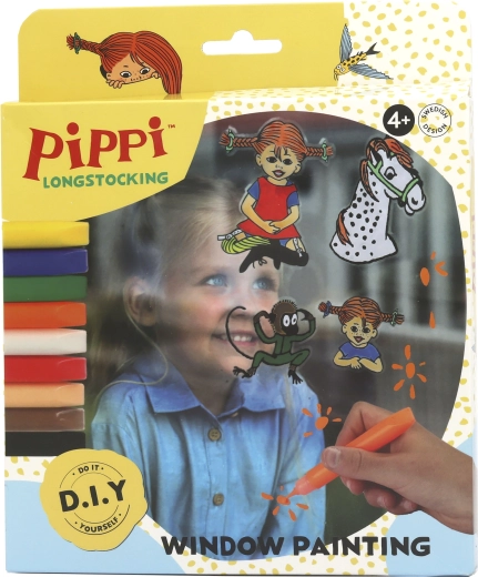 Pippi Langstrumpf kreatívna sada na maľovanie a dekoráciu okien