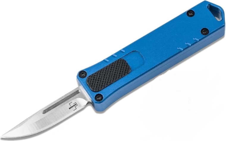 Böker Plus Micro USB OTF modrý automatický nôž 4 cm