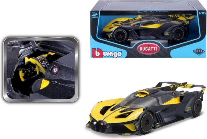Kovový model auta BBURAGO 1:18 BUGATTI BOLIDE žlto-čierny