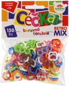 Céčka farebný retro mix – 150 ks plastových výliskov
