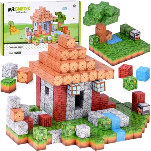 Magnetické stavebné kocky chatka – konštrukčné pixely 312 dielov