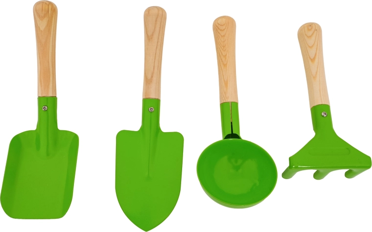 Odolné kovové nástroje s drevenými rukoväťami