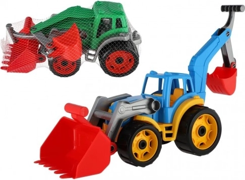 Plastový traktor – bager s lyžicou, zelený