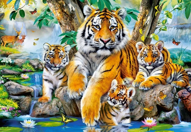 Puzzle 1000 dielikov - Tigre pri potoku