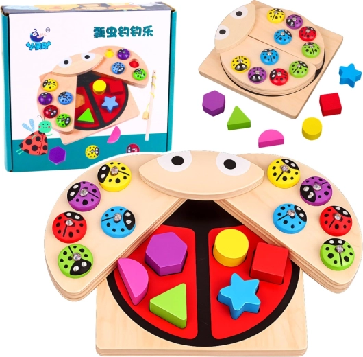 Drevená Montessori vkladačka lienka s magnetickým lovením