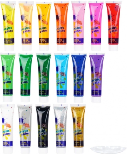 18 sýtych akrylových odtieňov vrátane efektových