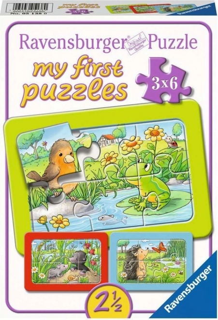 Ravensburger puzzle Zvieratá v záhrade 3x6 dielikov