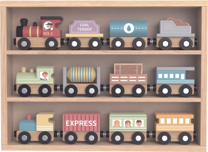 Tooky Toy Drevené Vláčiky s Magnetmi