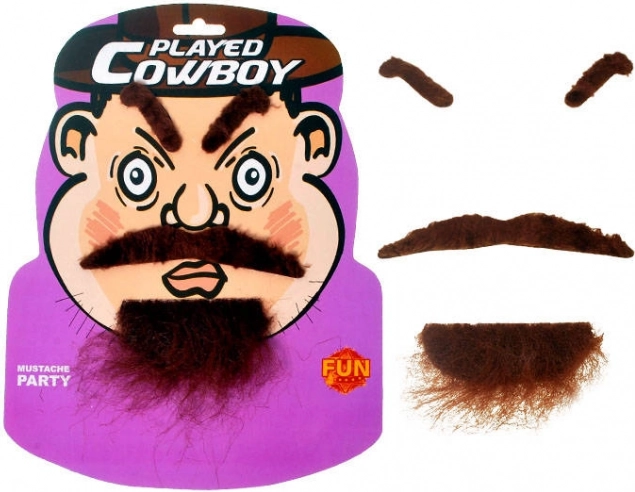 Kovbojský fúzatý set – fúzy, brada a obočie