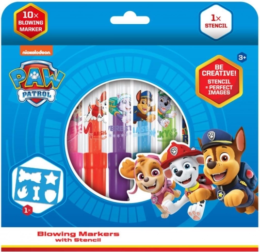 Fúkacie fixky so šablónou PAW PATROL, 10 ks, krabička 20 × 19 cm