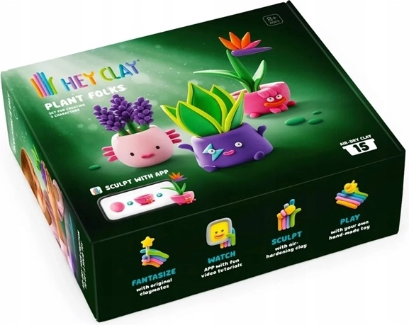 TMT HeyClay kreatívna modelovacia hmota pre deti Zielona ekipa (Zelená parta) – akčné balenie 15 ks