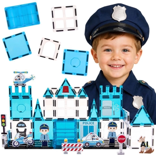 Woopie magnetická stavebnica 3D policajná stanica, 42 dielov